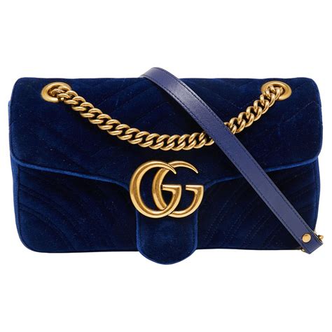 gucci royal blue velvet bag